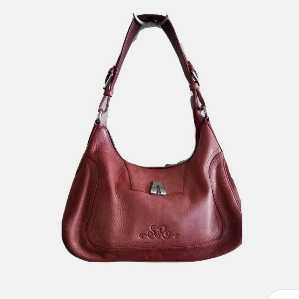 Longaberger “So Rachel” Merlot Burgundy Leather Boho Bag Soft Pebbled Leather